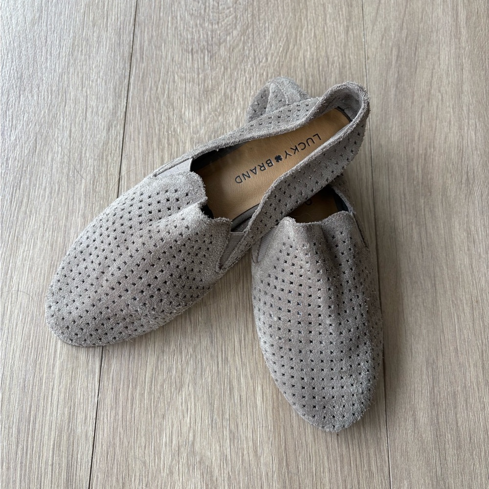 Gray Perforated Slip-On Shoes